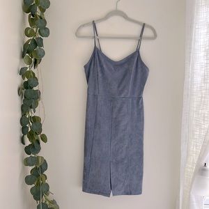 Blue suede mini dress